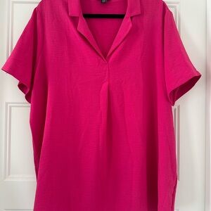 Hilary Radley Pink Boxy Button Down Shirt